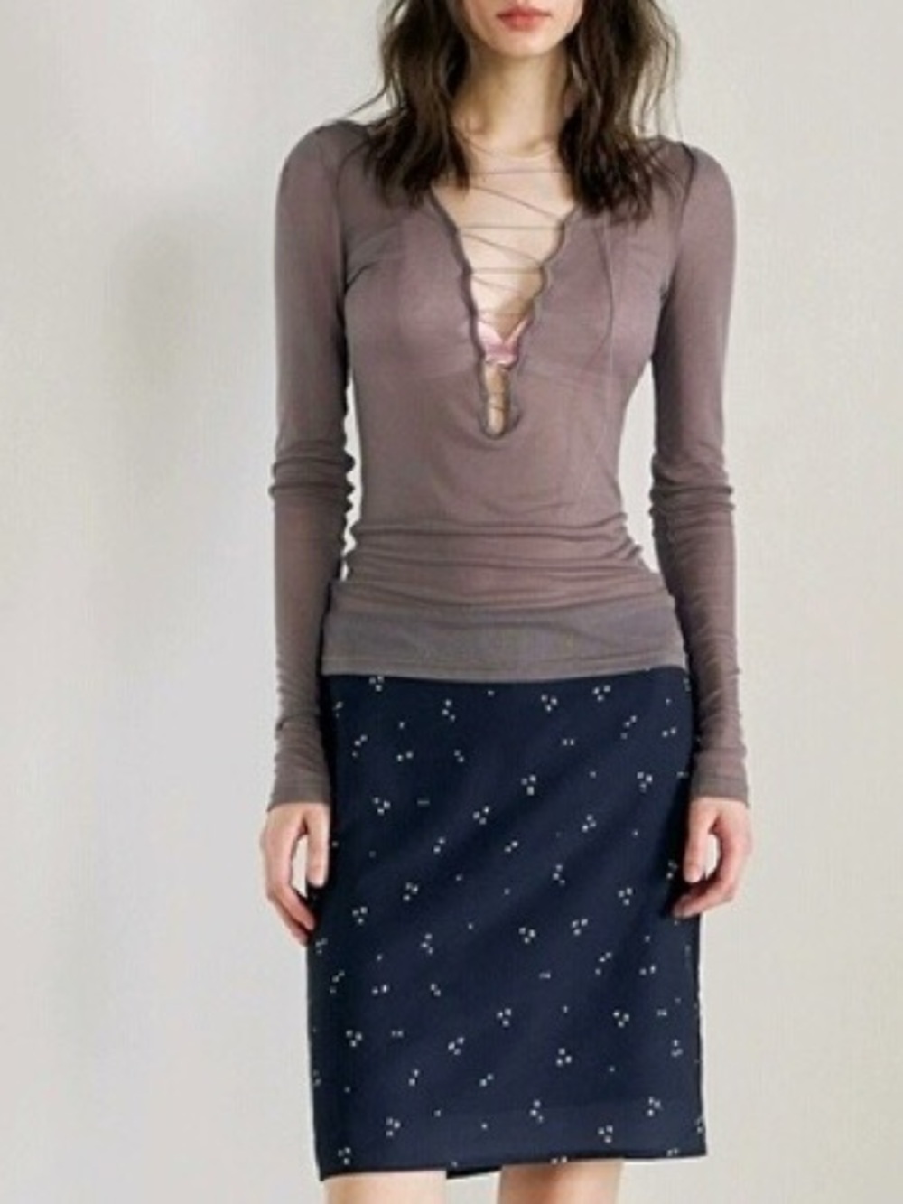 100% Tencel Tie-Up Design Dusty Mauve Top